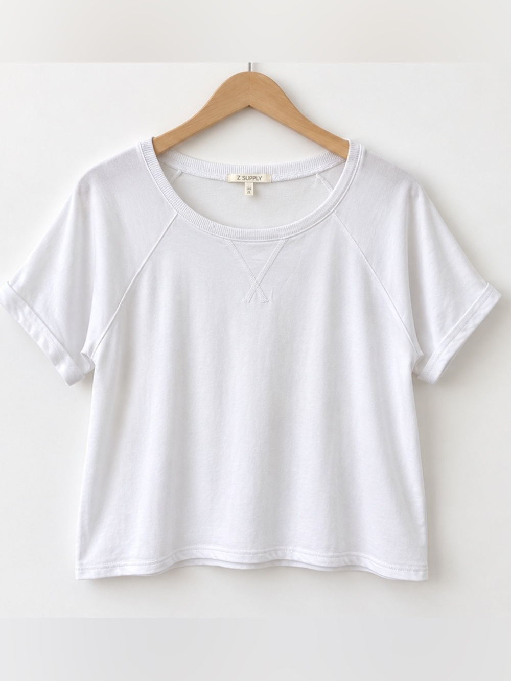 Z Supply White Short Sleeve Boxy Crewneck Tee- Like New